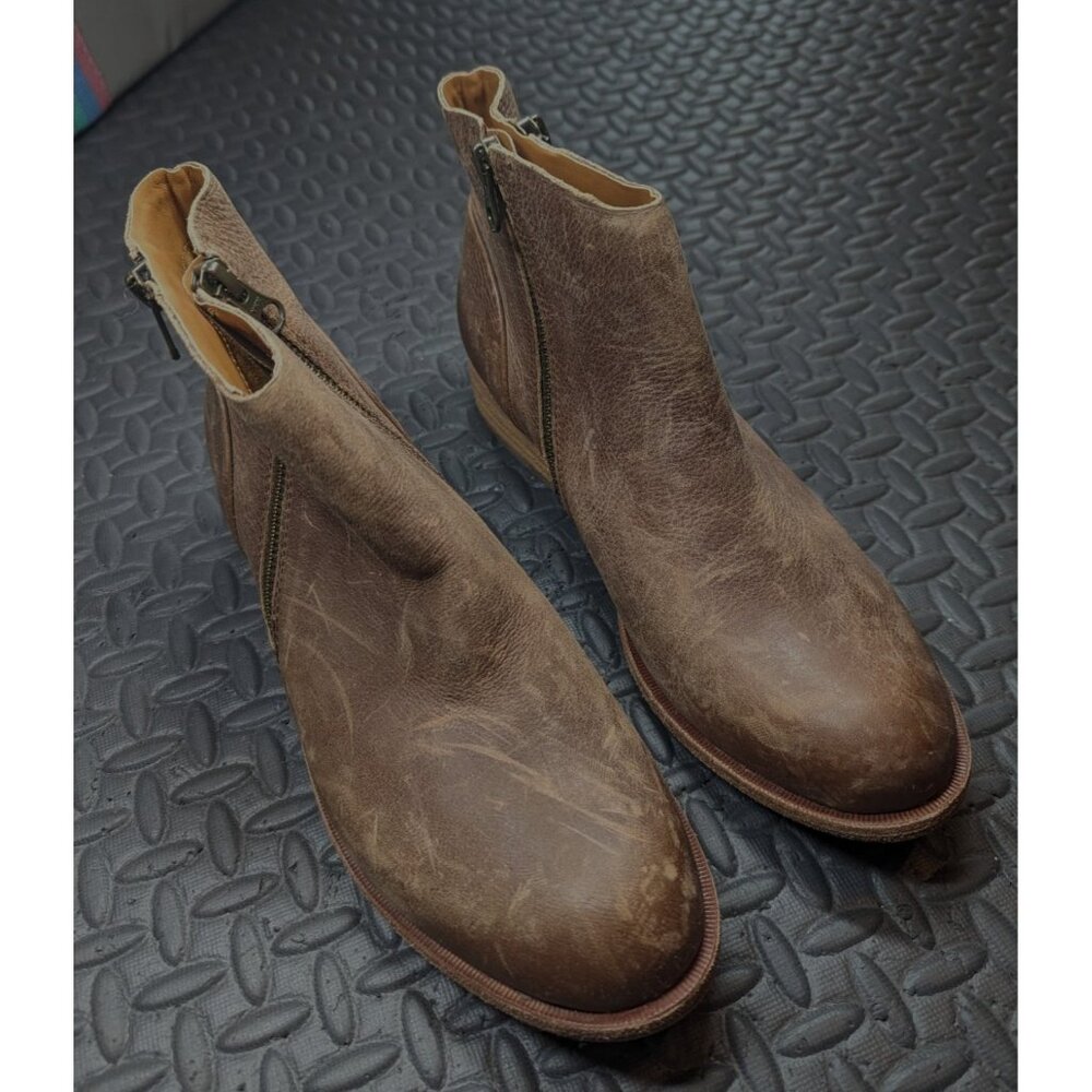 New Womens Kork-Ease Riley Brown Oiled Distressed Leather Ankle‎ Booties NWOB